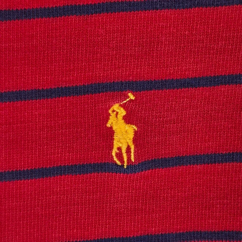 Vintage Polo Ralph Lauren Long Sleeve Turtleneck Shirt Red Blue Stripe Med USA